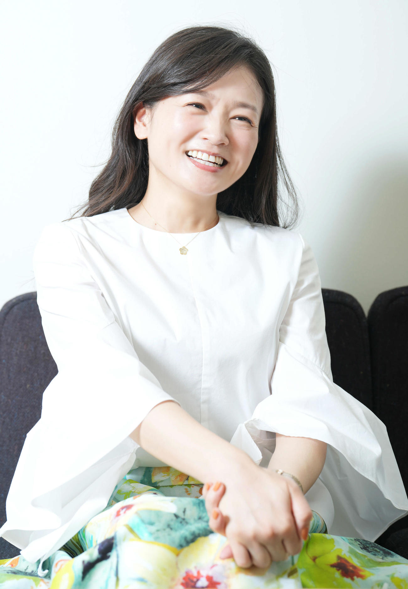 柔らかい笑顔でインタビューに答える沙倉ゆうの（撮影・たえ見朱実）
