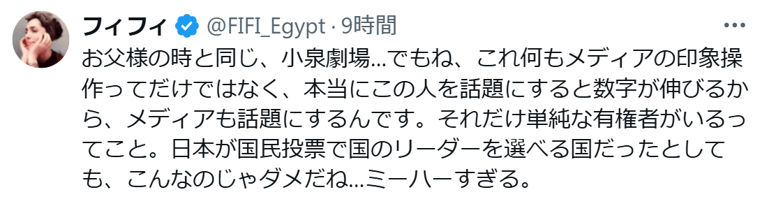 フィフィのXから