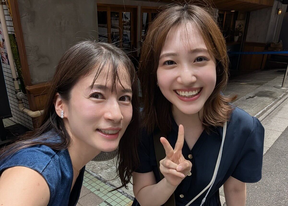 南後杏子アナと再会した宇内梨沙（Xから）
