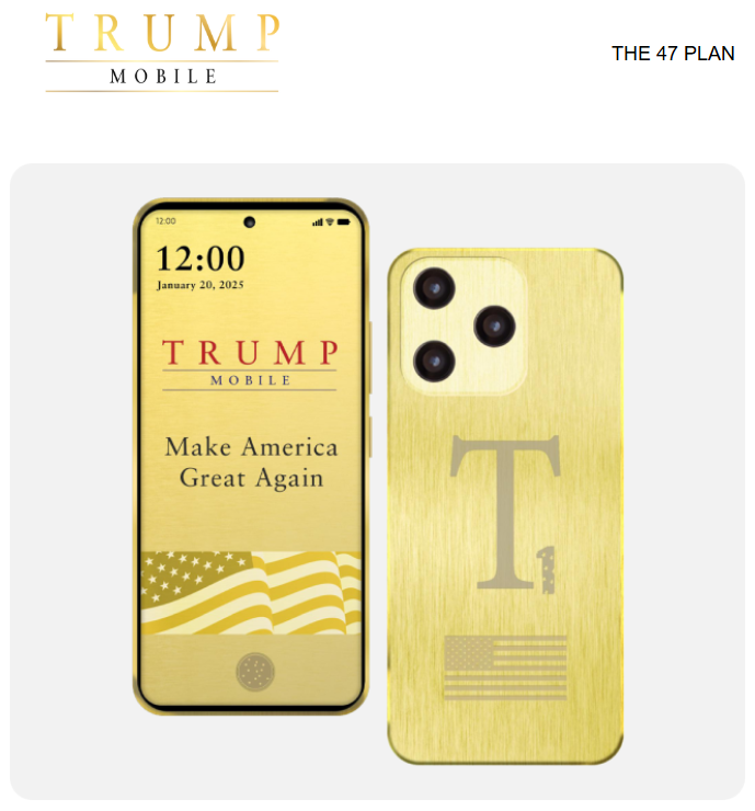 「トランプ・モバイル」のスマートフォン「T1」（Trump Mobileホームページから）