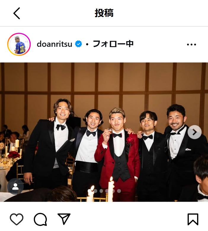 堂安律のインスタグラムから