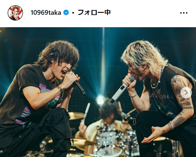 ONE OK ROCKのボーカルTakaのインスタグラムから