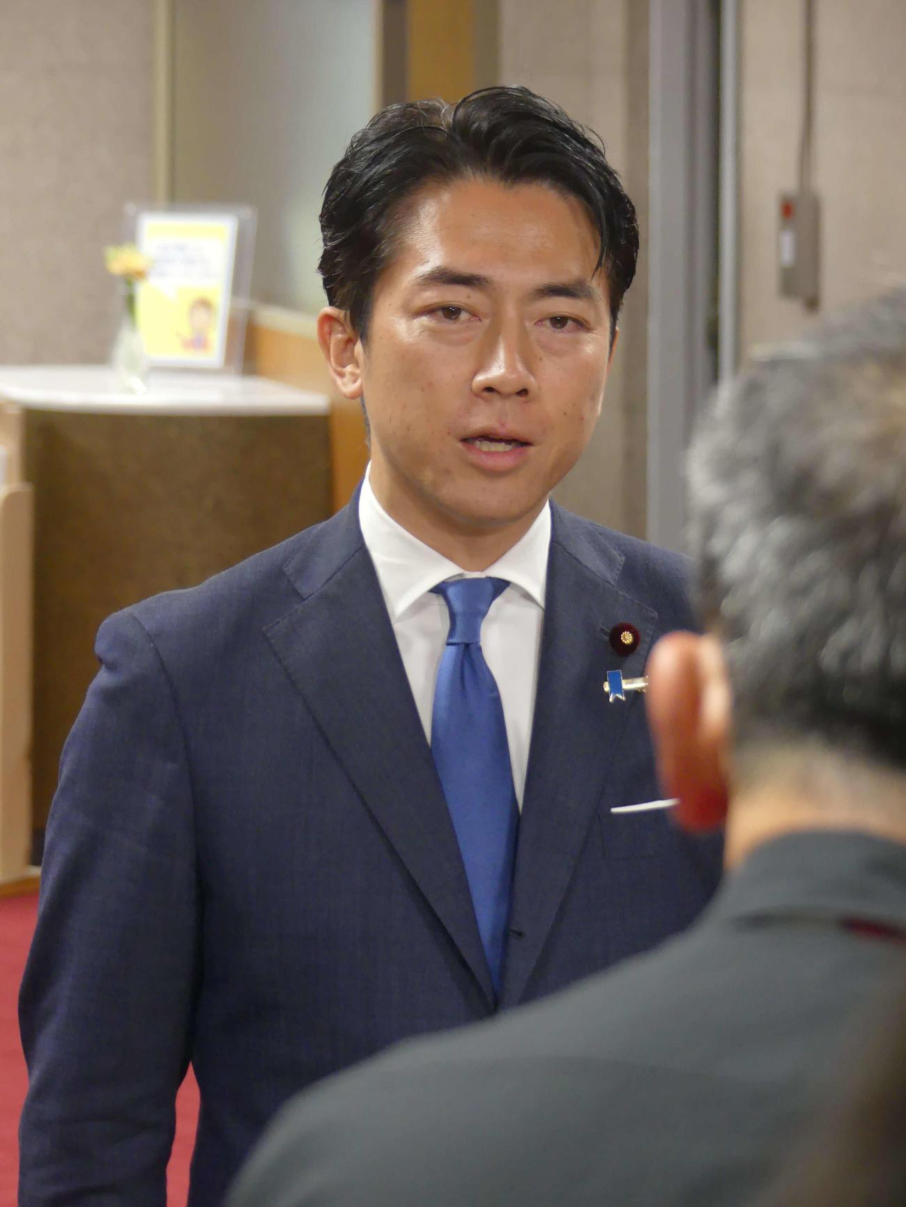 16日、コメの作況指数の廃止について、報道陣に発表する小泉進次郎農相（撮影・中山知子）