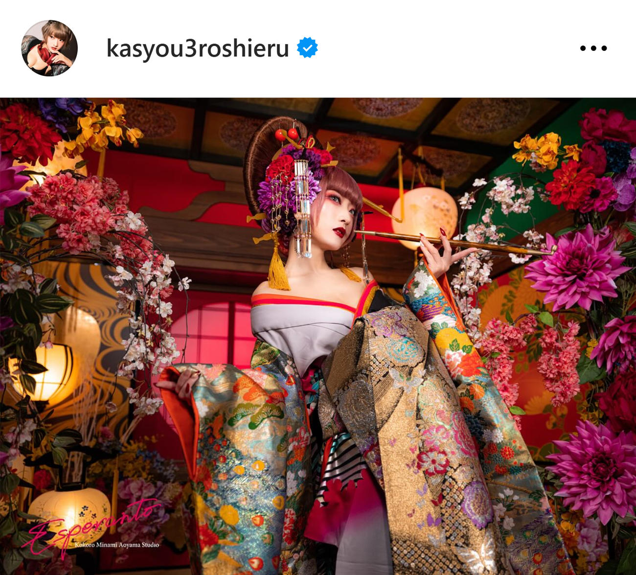 艶やか花魁姿を披露（火将ロシエルのインスタグラムから）