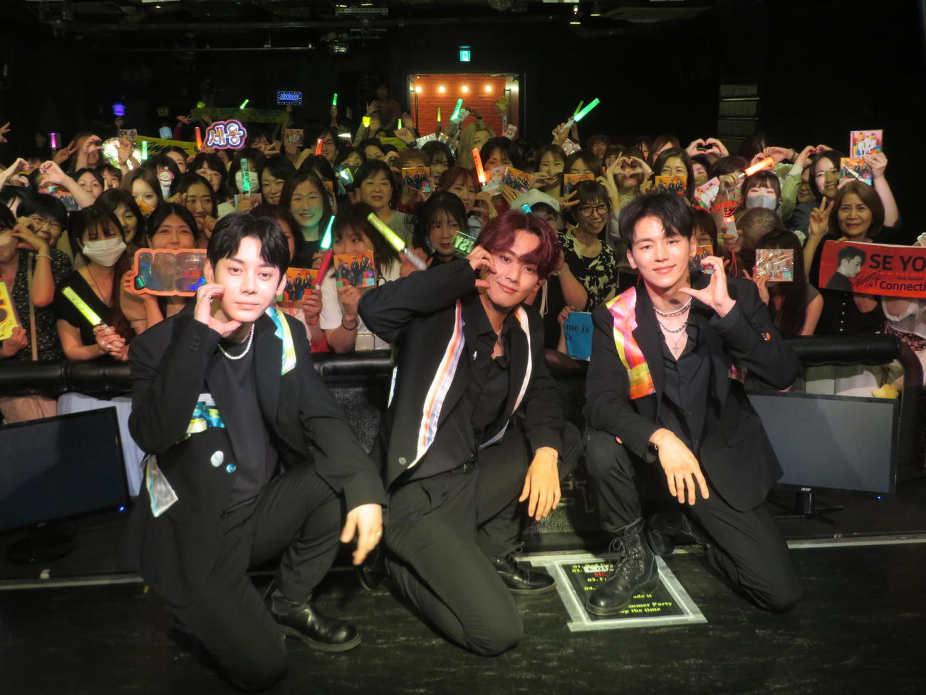 ミニアルバム「VIVID」発売記念イベントを開催したMYNAME。左からコヌ、セヨン、インス（撮影・川田和博）