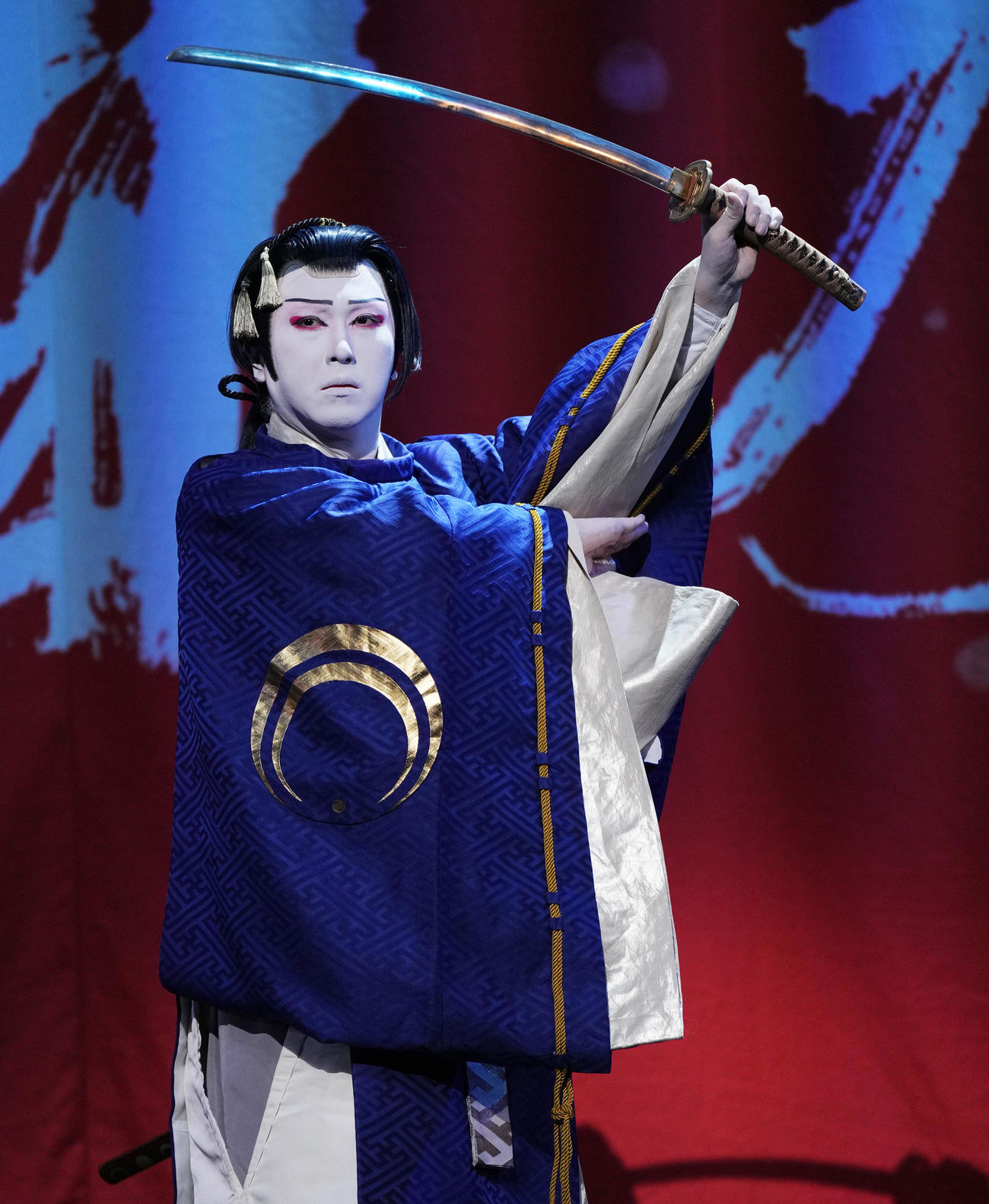 歌舞伎「刀剣乱舞」の舞台稽古に臨む尾上松也（撮影・菅敏）