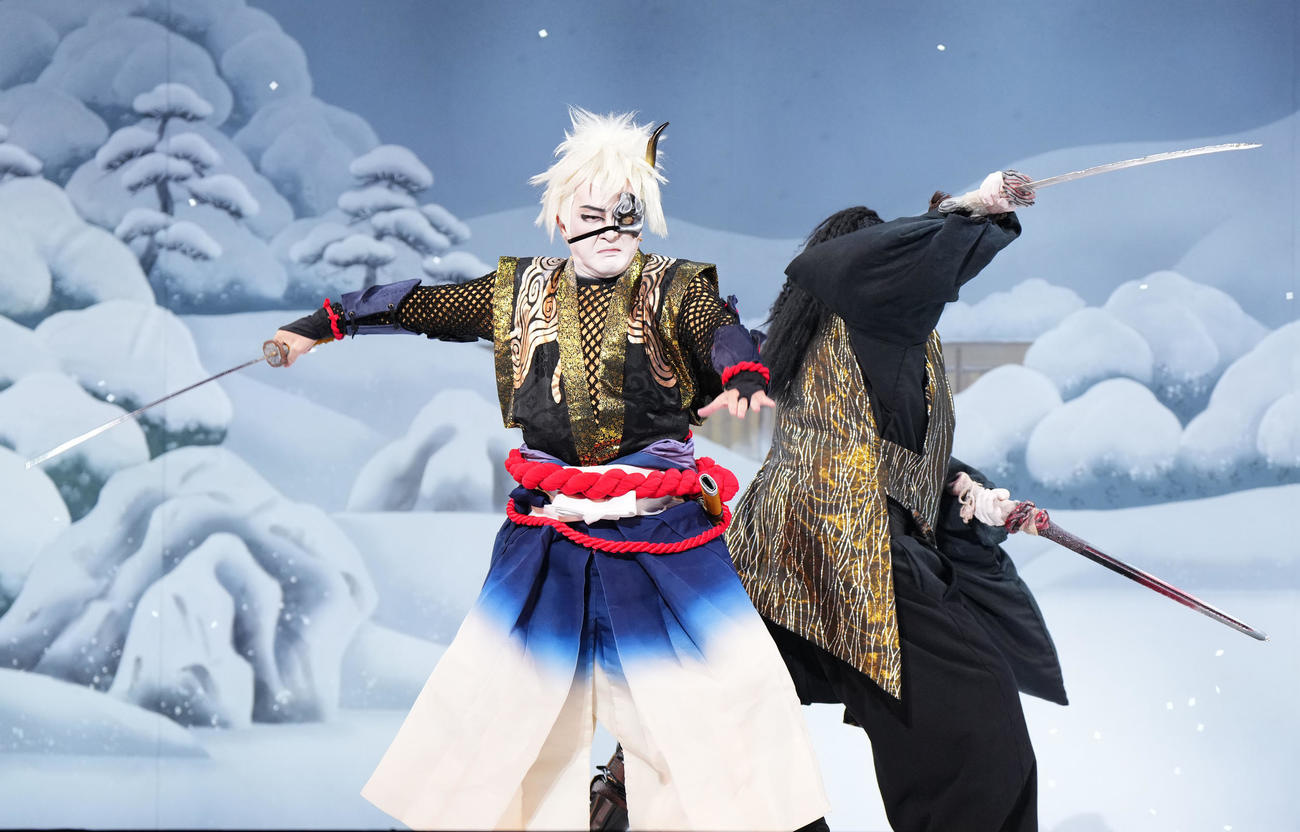 歌舞伎「刀剣乱舞」の舞台稽古に臨む中村獅童（撮影・菅敏）