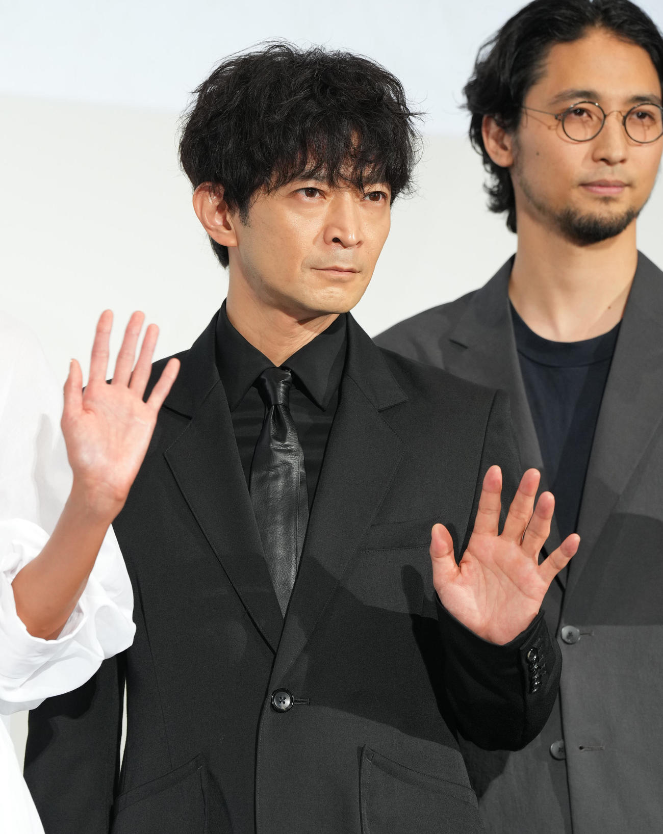 映画「キャンドルスティック」の初日舞台あいさつで登壇した津田健次郎（撮影・菅敏）