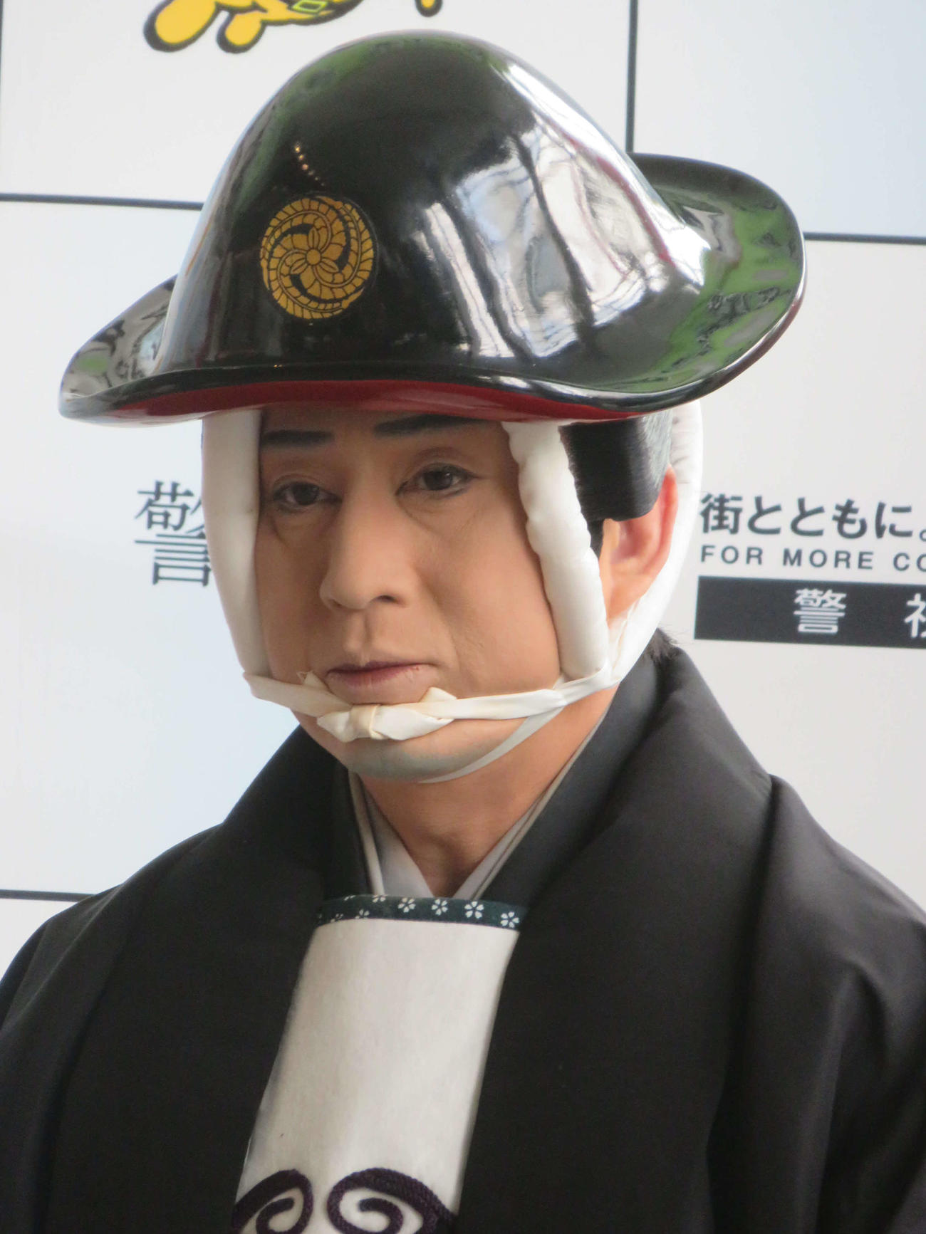築地警察署一日警察署長に就任し、匿名・流動型犯罪グループの壊滅を呼びかけた松本幸四郎（撮影・川田和博）