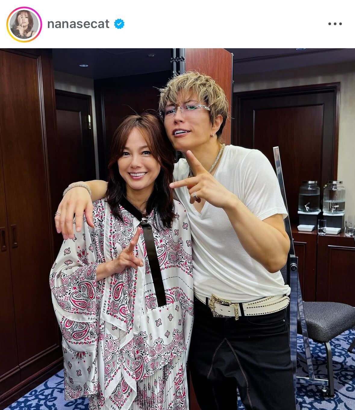 GACKTと相川七瀬のツーショット（インスタグラムから）