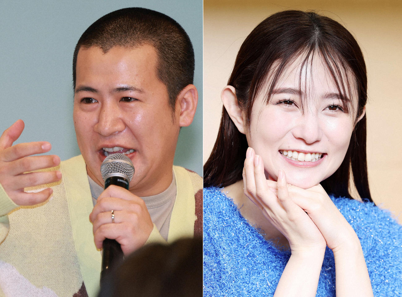 結婚を発表したコットンきょん（左）とまつきりな