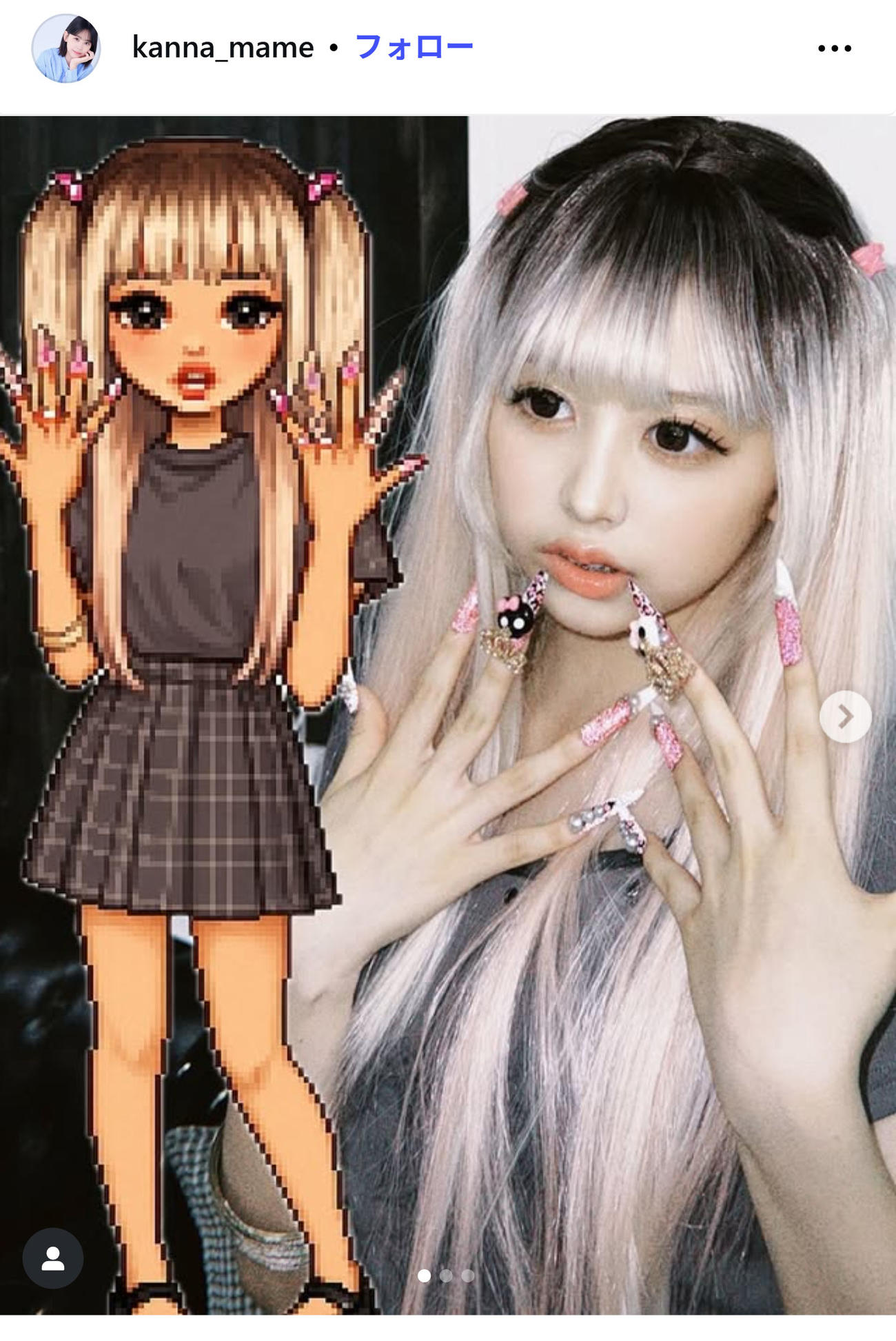 ギャル風にイメチェンした姿を披露した梶原叶渚（インスタグラムから）
