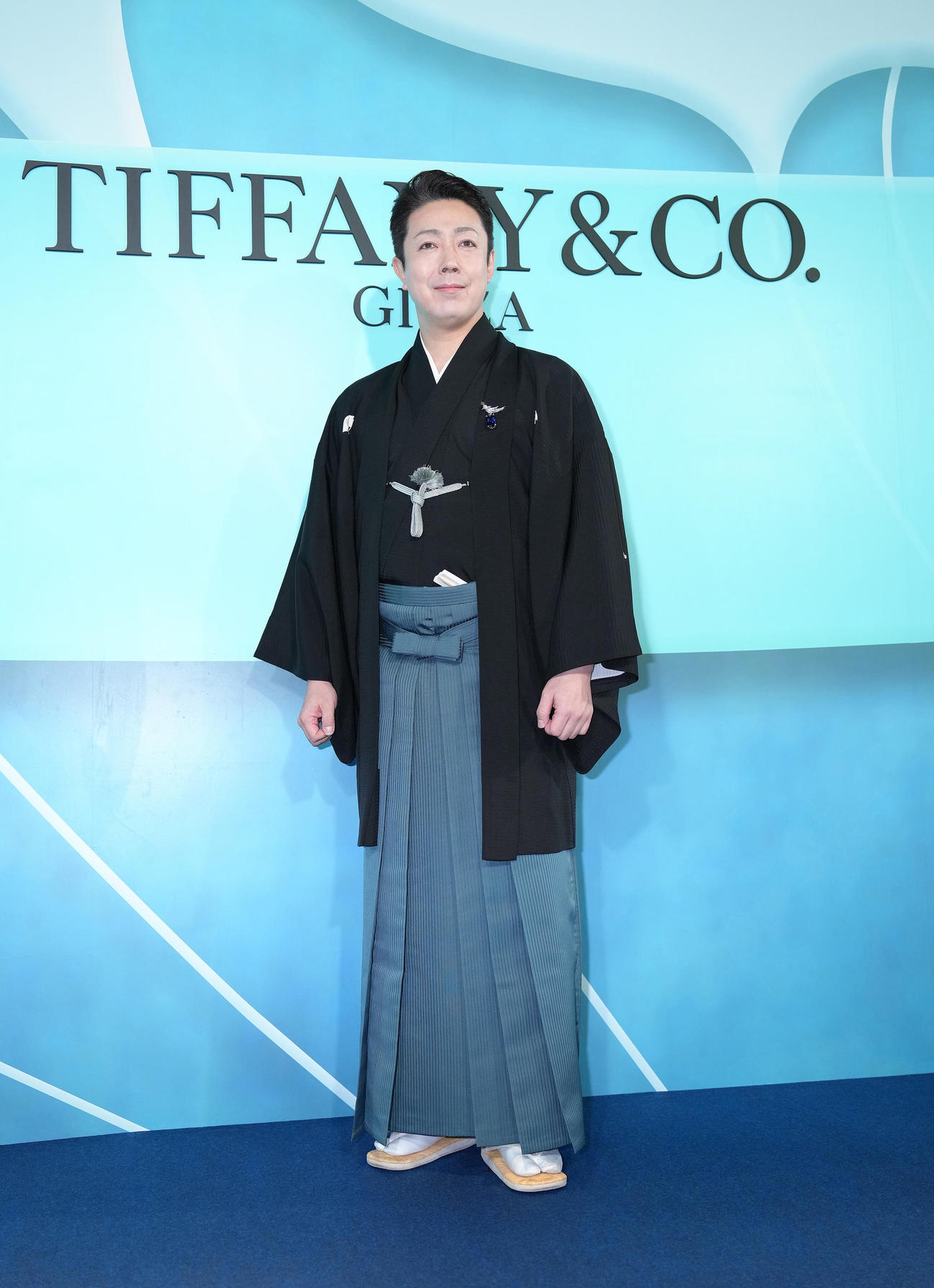 フォトコールに登場した尾上菊五郎（撮影・足立雅史）