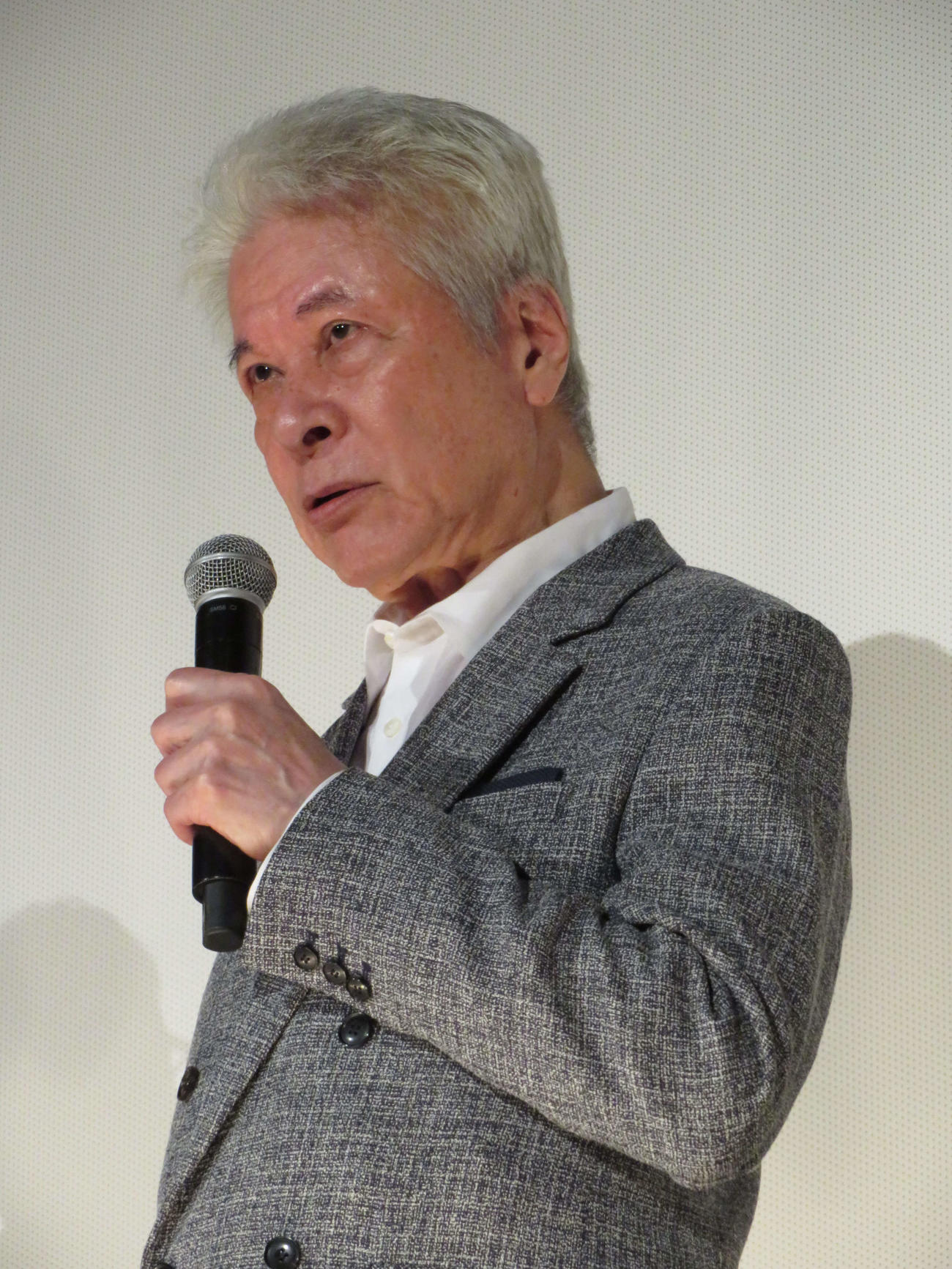 映画「生きがい　IKIGAI」公開記念舞台あいさつに登壇した鹿賀丈史（撮影・村上幸将）