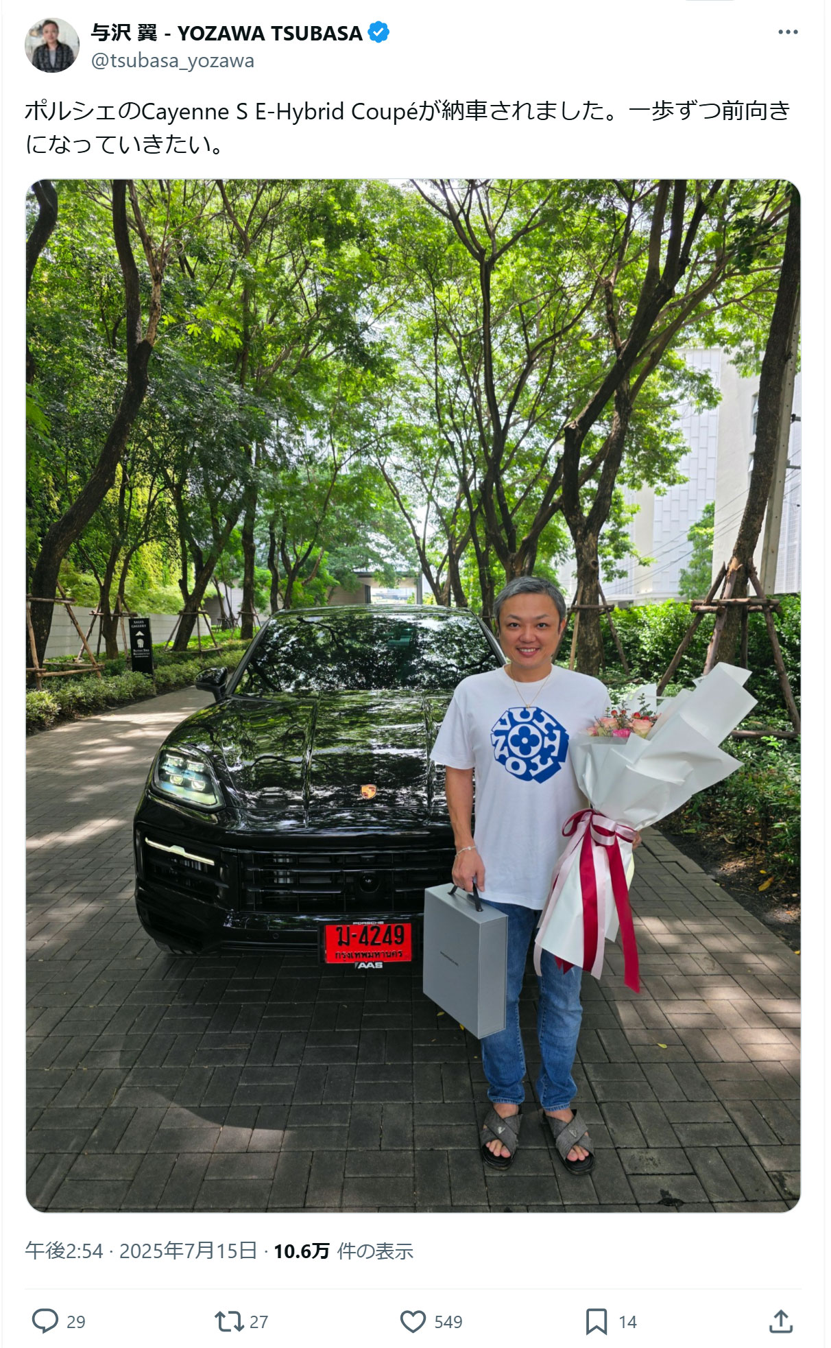 与沢翼氏のXから