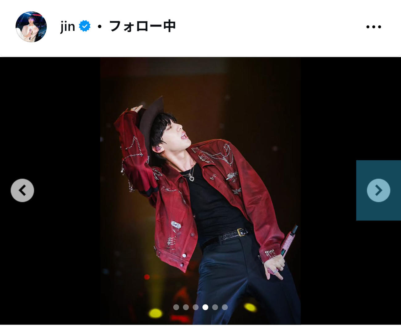BTS・JINのインスタグラムから