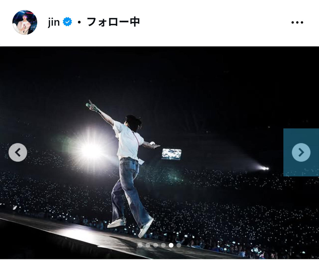 BTS・JINのインスタグラムから