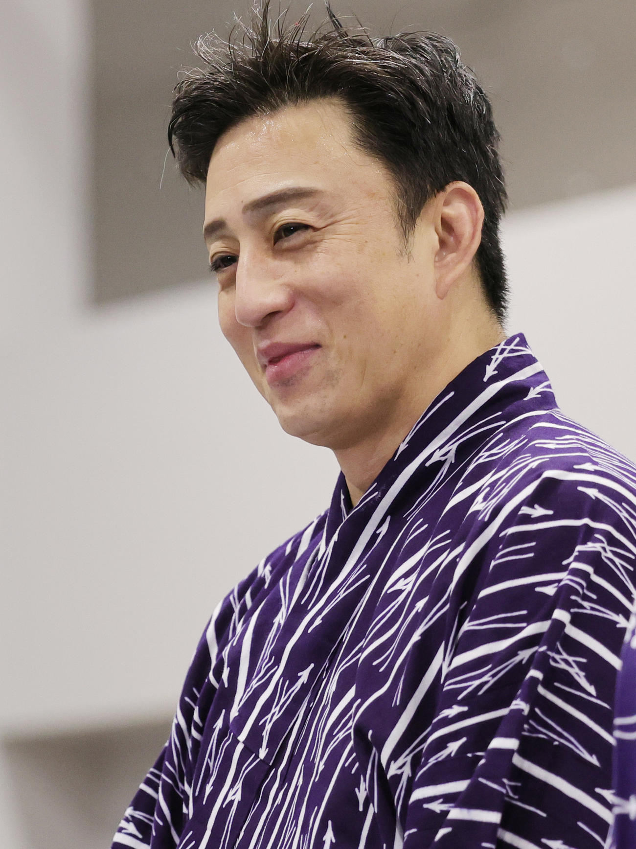 「野田版　研辰の討たれ」の会見に登場した松本幸四郎（撮影・野上伸悟）