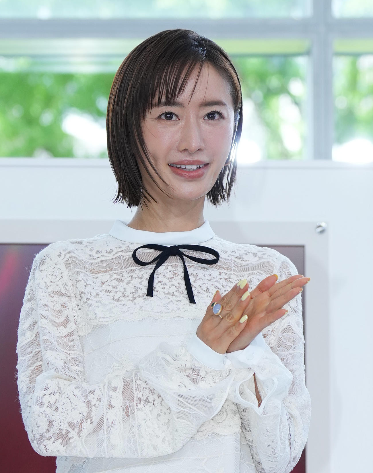 ドラマ「奪い愛、真夏」の制作発表記者会見で登壇した松本まりか＝2025年7月18日