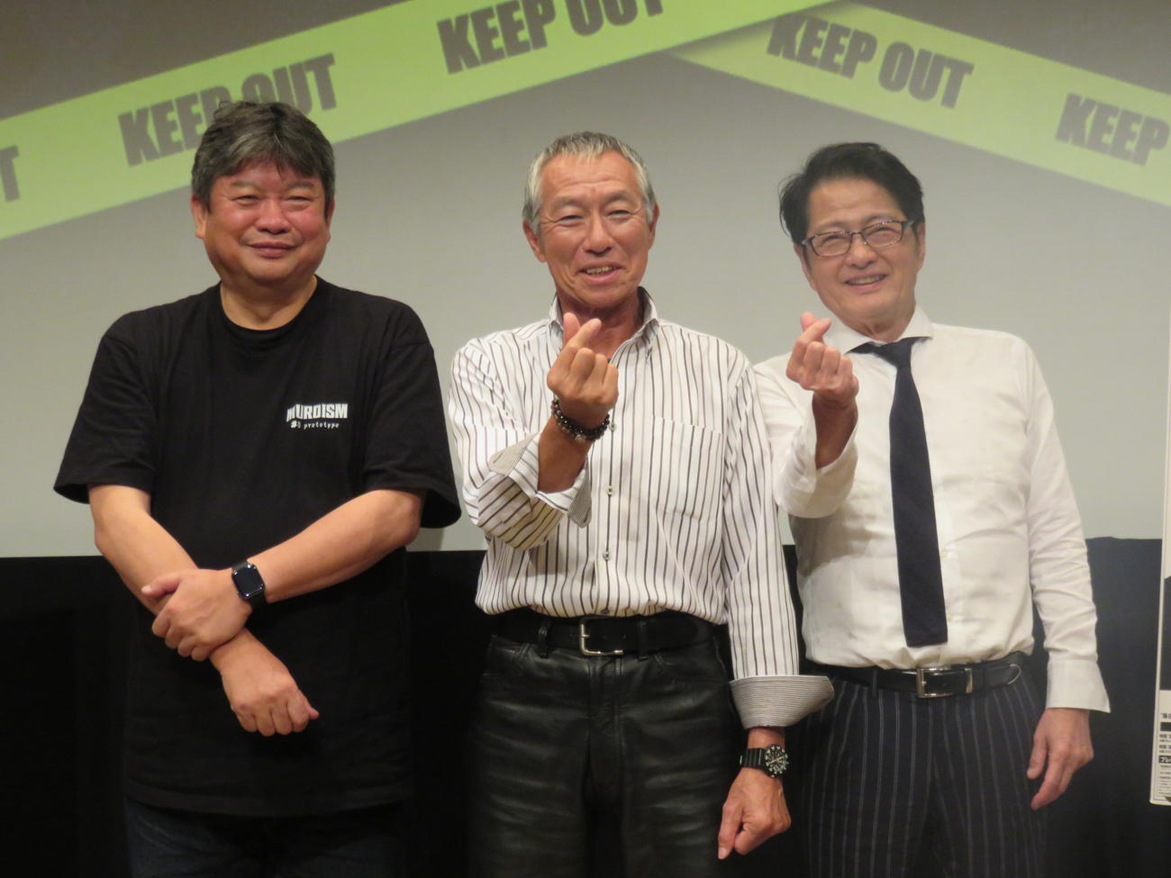映画「室井慎次」のトークショーを行った、左から本広克行監督、柳葉敏郎、亀山千広プロデューサー