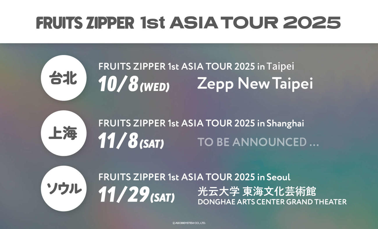FRUITS ZIPPERのアジアツアー告知写真