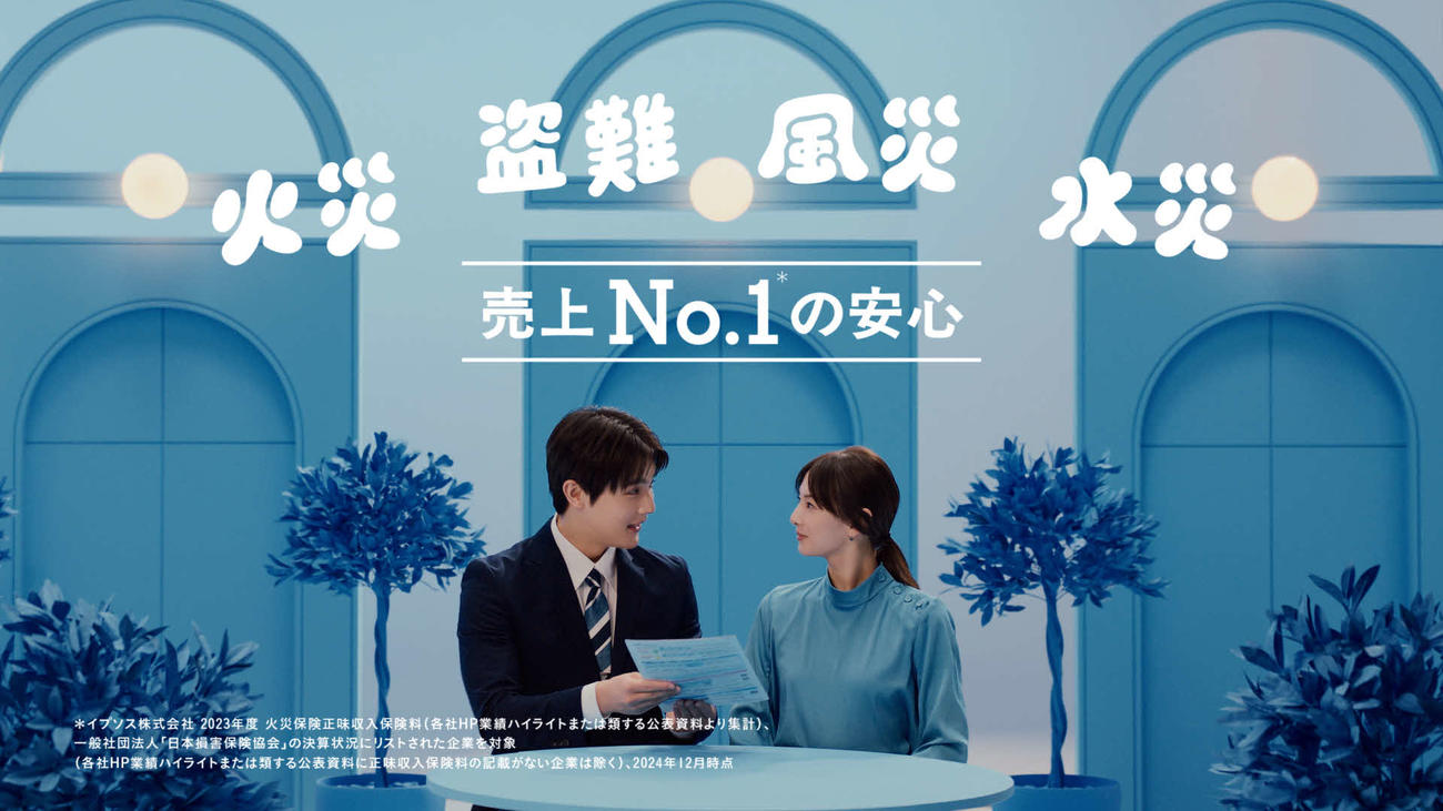 東京海上日動新CMに出演した中川大志（左）と北川景子
