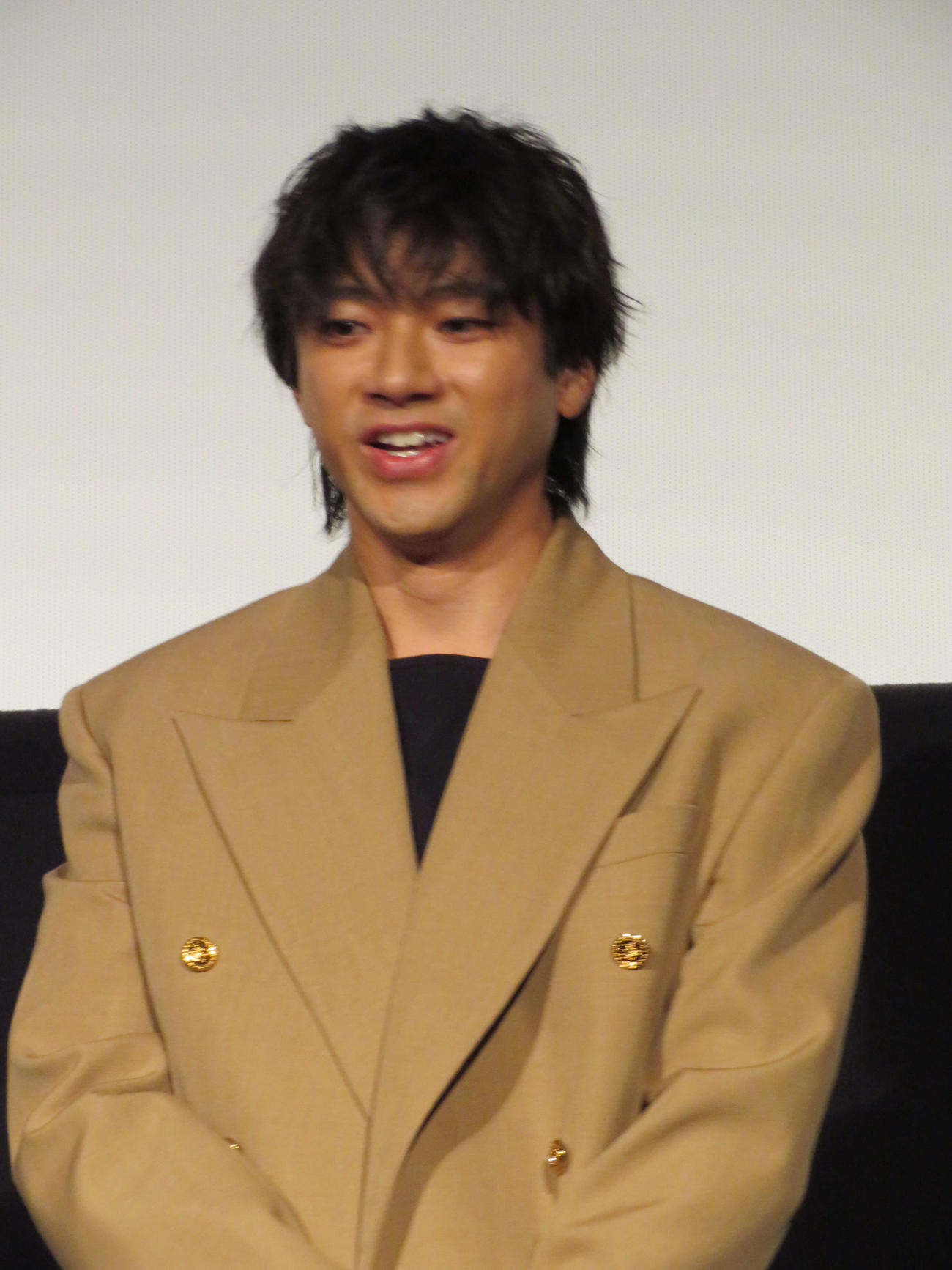 映画「木の上の軍隊」公開記念舞台あいさつ
に登壇した山田裕貴（撮影・村上幸将）