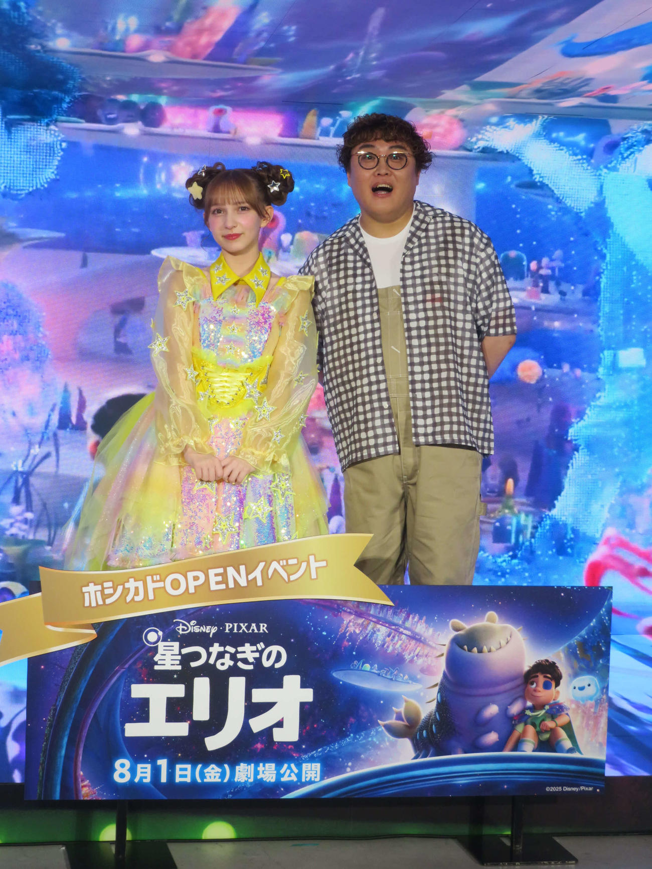 ディズニー映画「星つなぎのエリオ」ホシカドOPENイベントに出席した、FRUITS ZIPPER早瀬ノエル（左）とマユリカ中谷（撮影・川田和博）