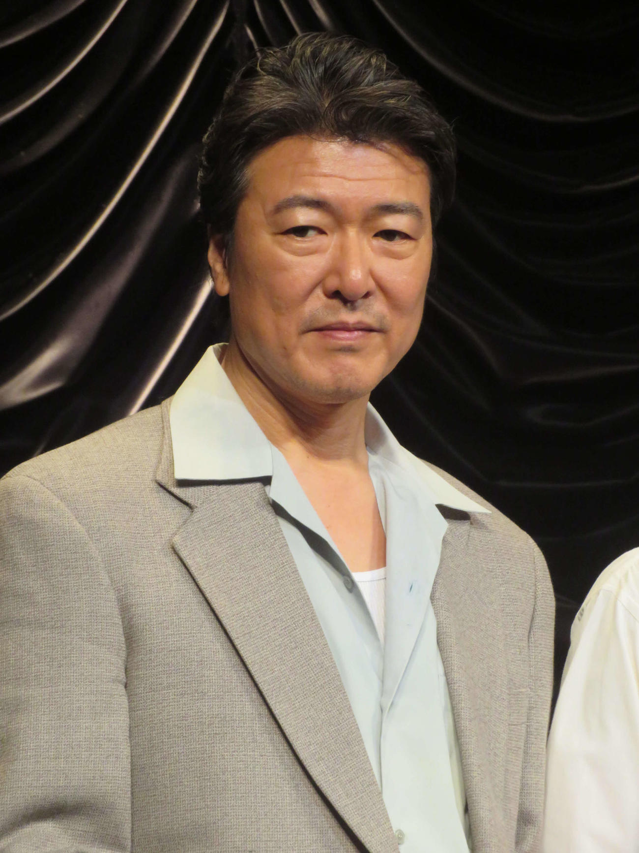 音楽劇「エノケン」制作発表会に出席した豊原功補（撮影・川田和博）