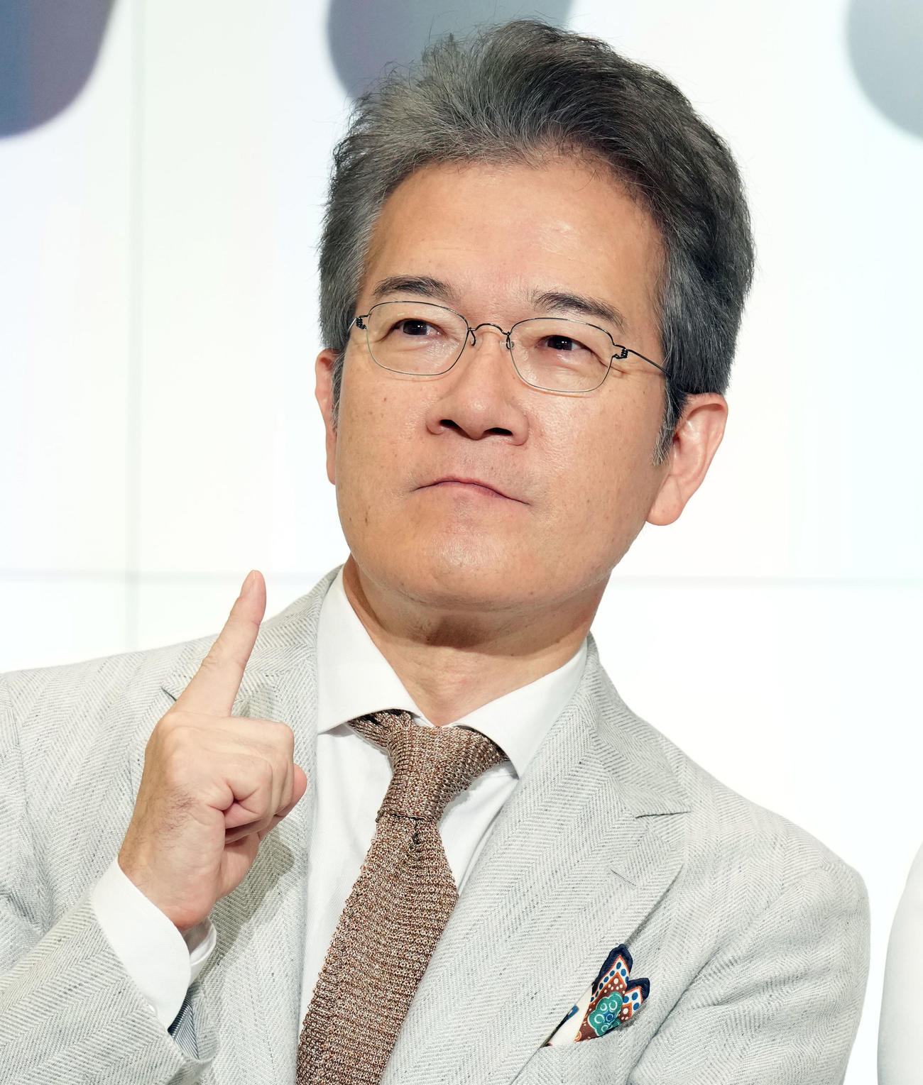 「NHK ONE」のサービス発表会見で登壇した有馬嘉男キャスター（撮影・たえ見朱実）