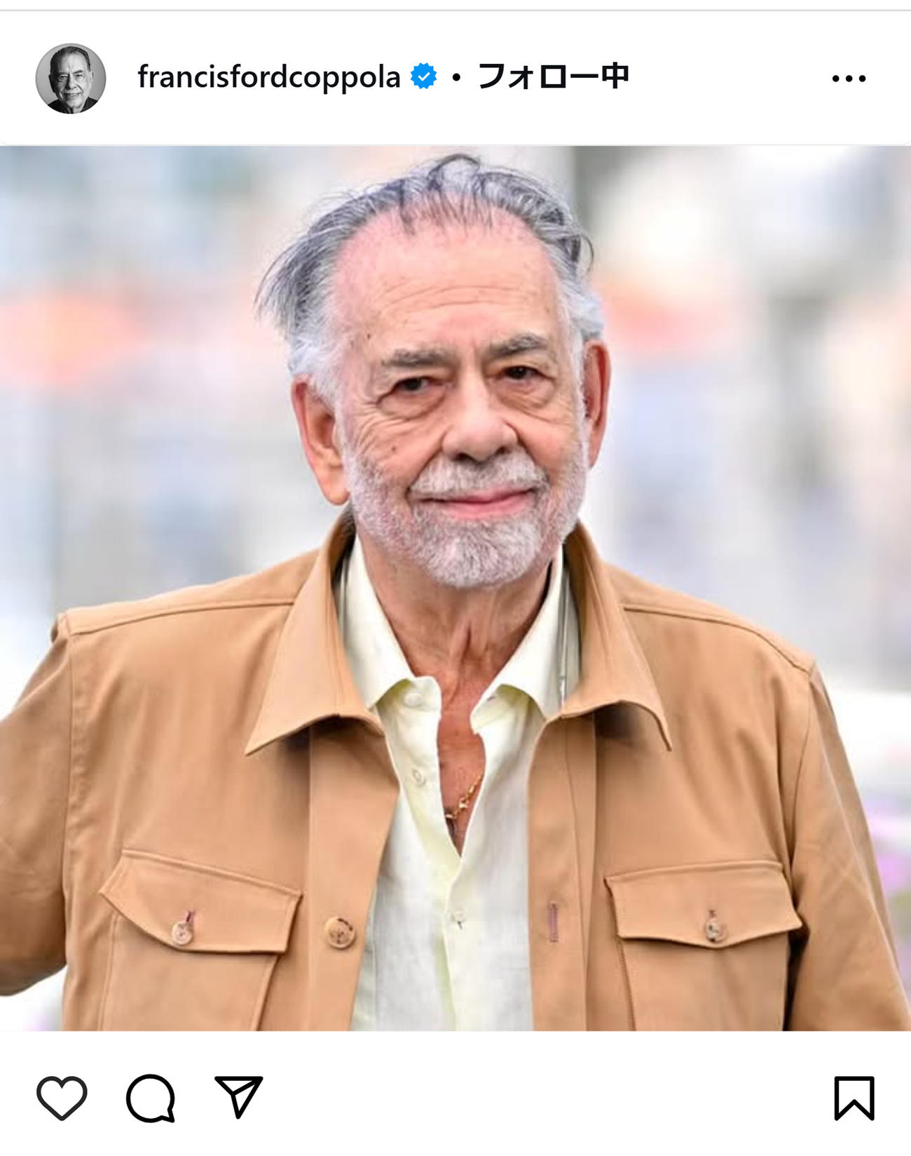 フランシス・フォード・コッポラ監督のインスタグラムから
