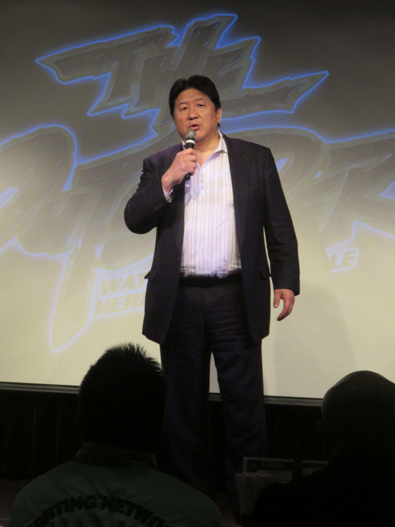 格闘技「THE OUTSIDER」10周年記念イベント　THE OUTSIDER10周年記念イベントであいさつする前田日明氏（2018年撮影）