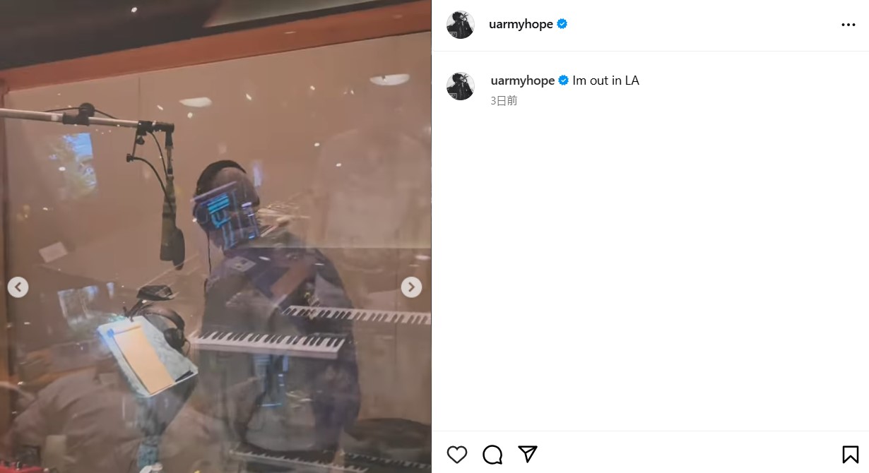 BTSのJ－HOPEのインスタグラムから