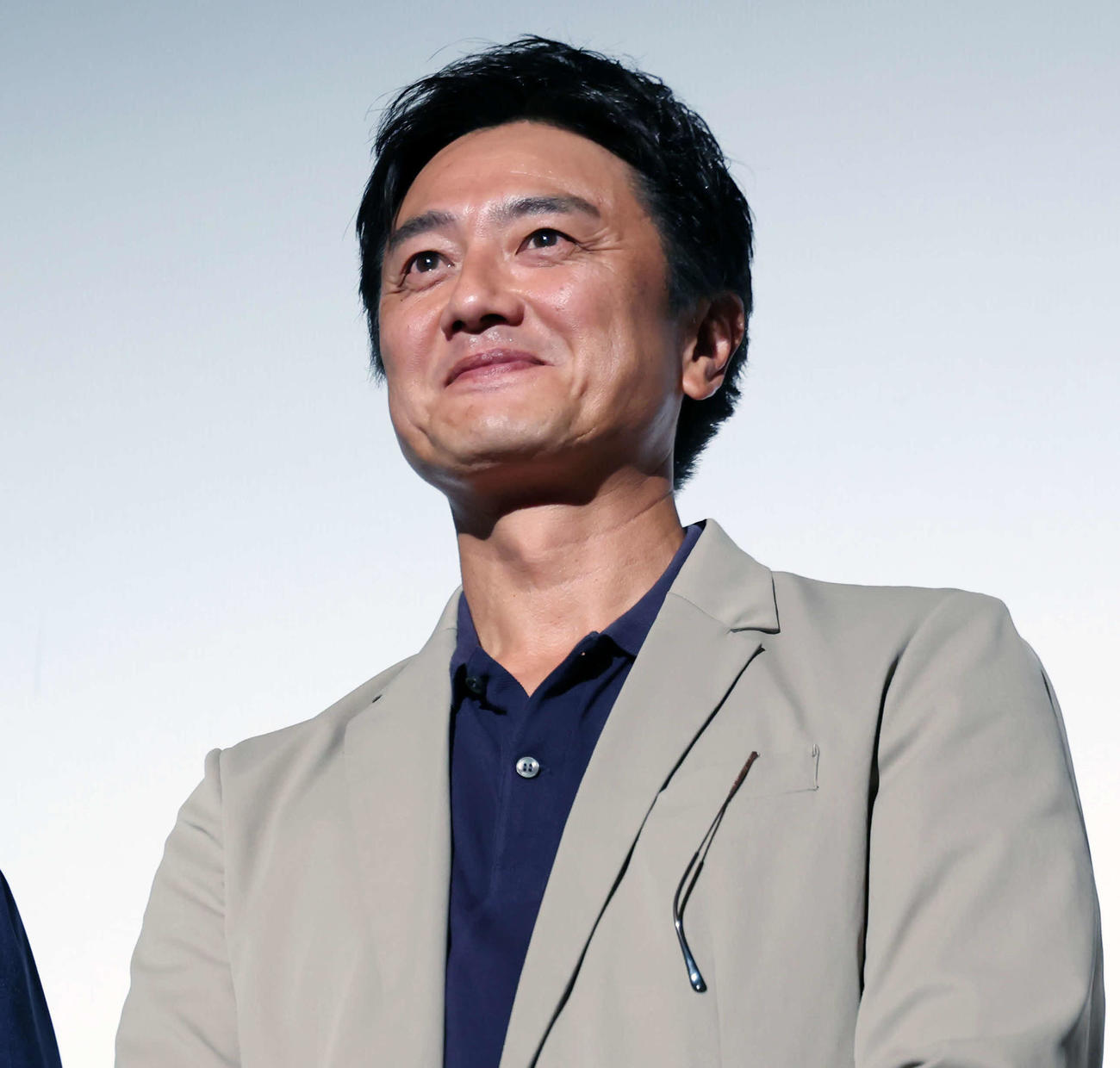 映画「ハオト」公開記念舞台あいさつに登壇し、笑顔を見せる原田龍二（撮影・山本朝陽）