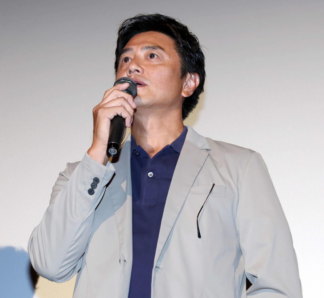 映画「ハオト」公開記念舞台あいさつに登壇し、撮影時のエピソードを語る原田龍二（撮影・山本朝陽）