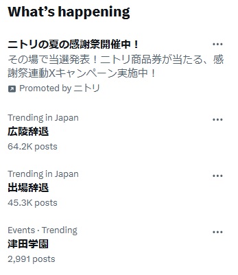 Xのトレンド