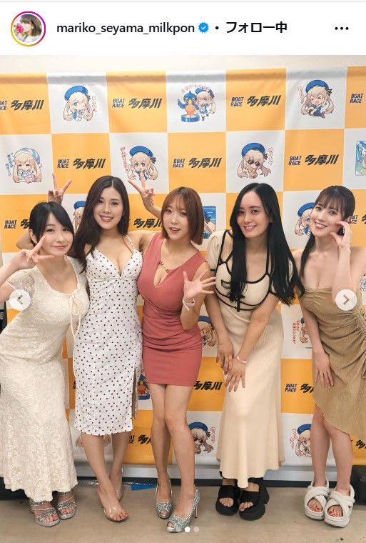 左から桐山瑠衣、内田瑞穂、あさいあみ、脊山麻理子、草野綾（インスタグラムから）