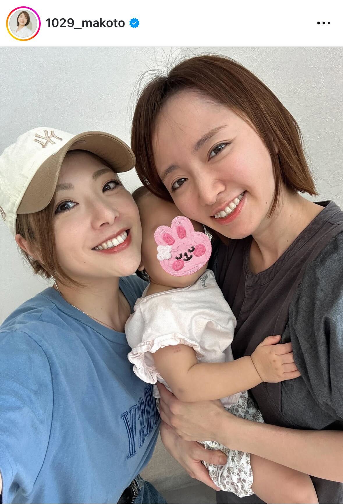 紺野あさ美と赤ちゃんと（小川麻琴のインスタグラムから）