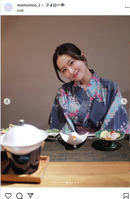 浴衣姿でほほえむ新山桃子（インスタグラムから）