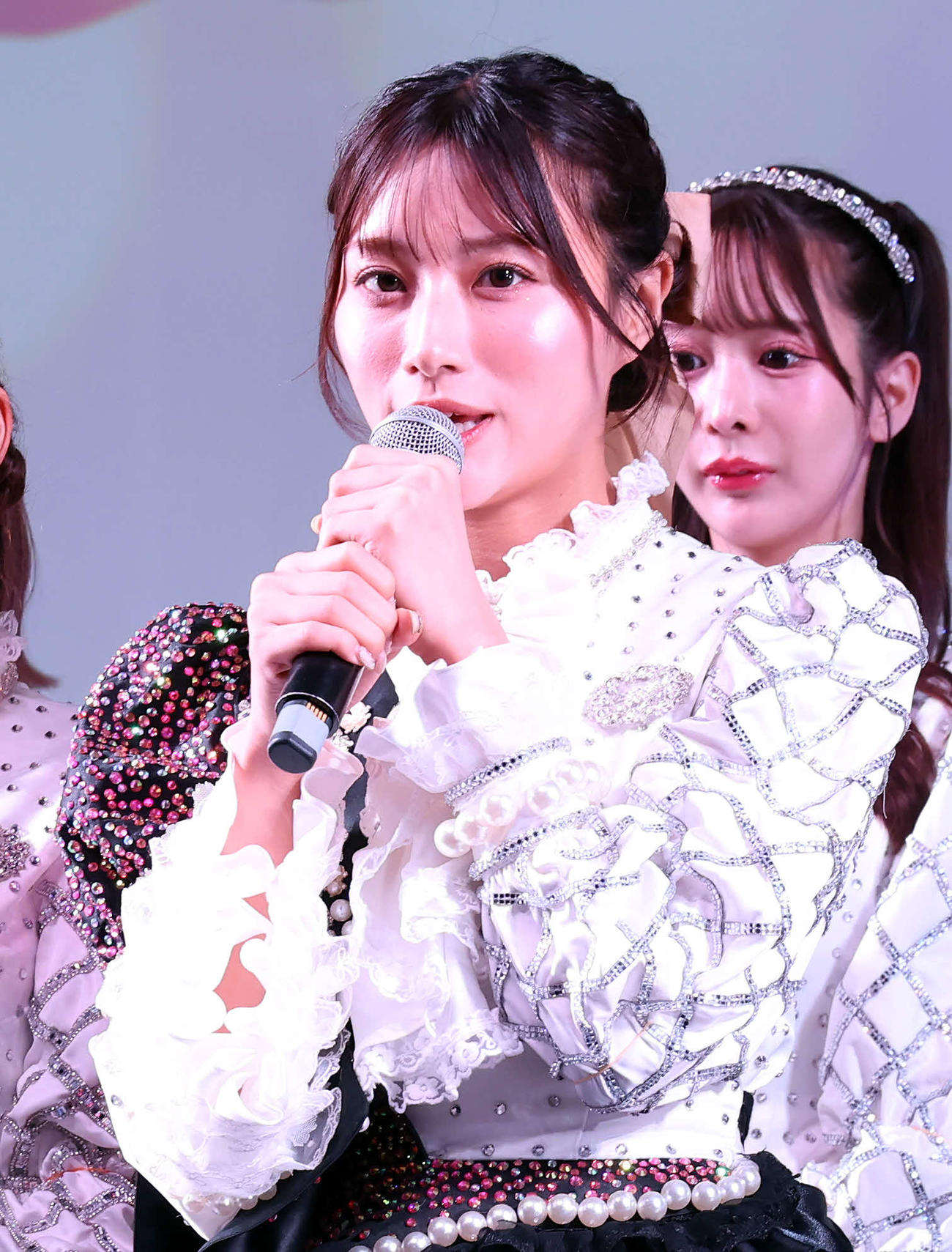 「ゼロ距離エンターテインメントHOT＆KAWAII」byBURLESQUE TOKYO Fabulous Show Girl公開直前取材に登壇し、意気込みを語る神山みれい（撮影・山本朝陽）