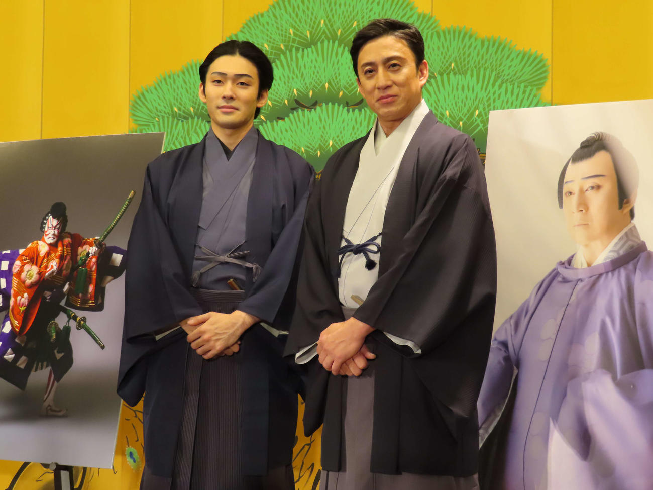 「秀山祭九月大歌舞伎」「通し狂言　菅原伝授手習鑑」の取材会を行った市川染五郎（左）、松本幸四郎