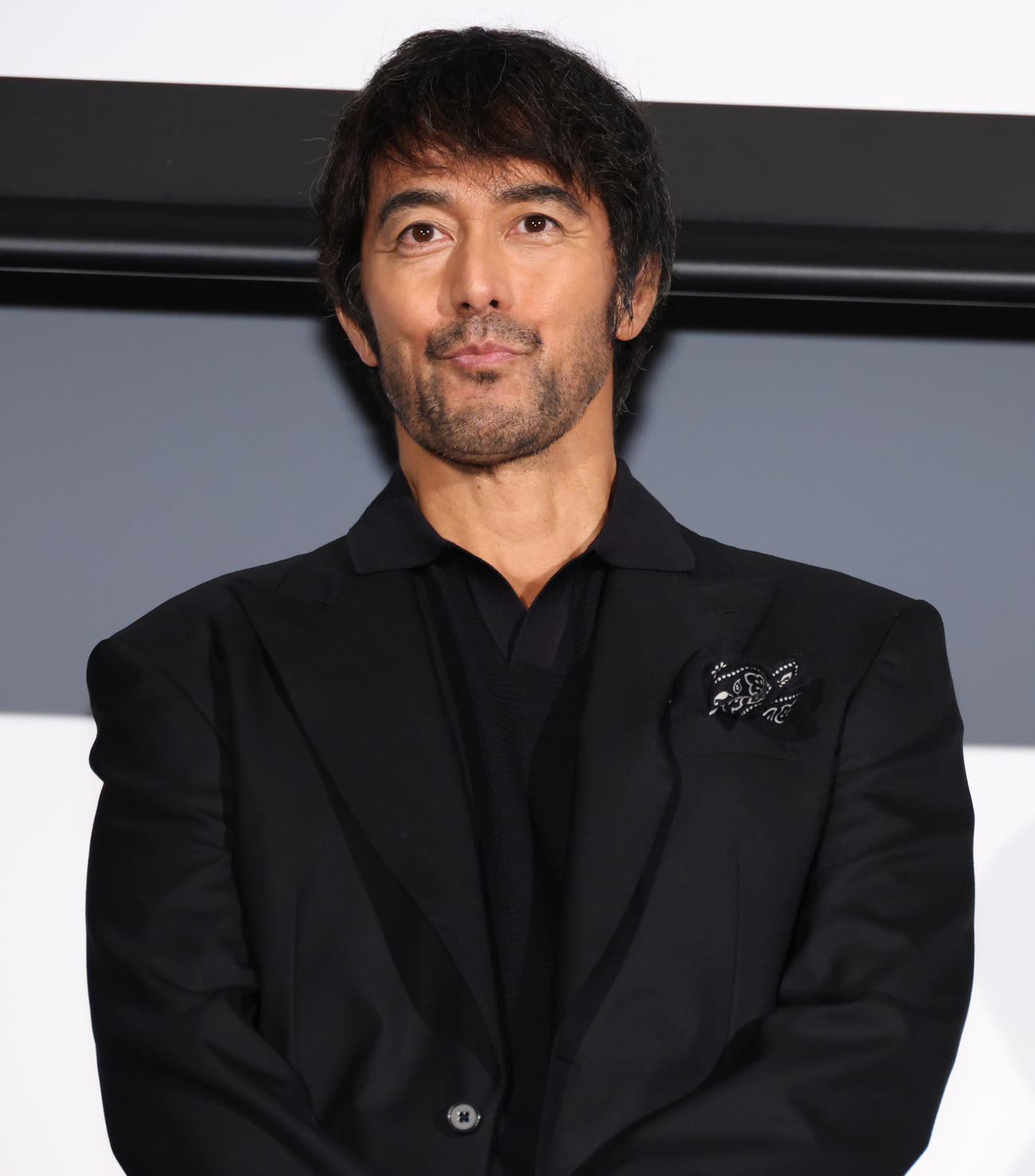 映画「俺ではない炎上」完成披露試写会を行った阿部寛（撮影・中島郁夫）