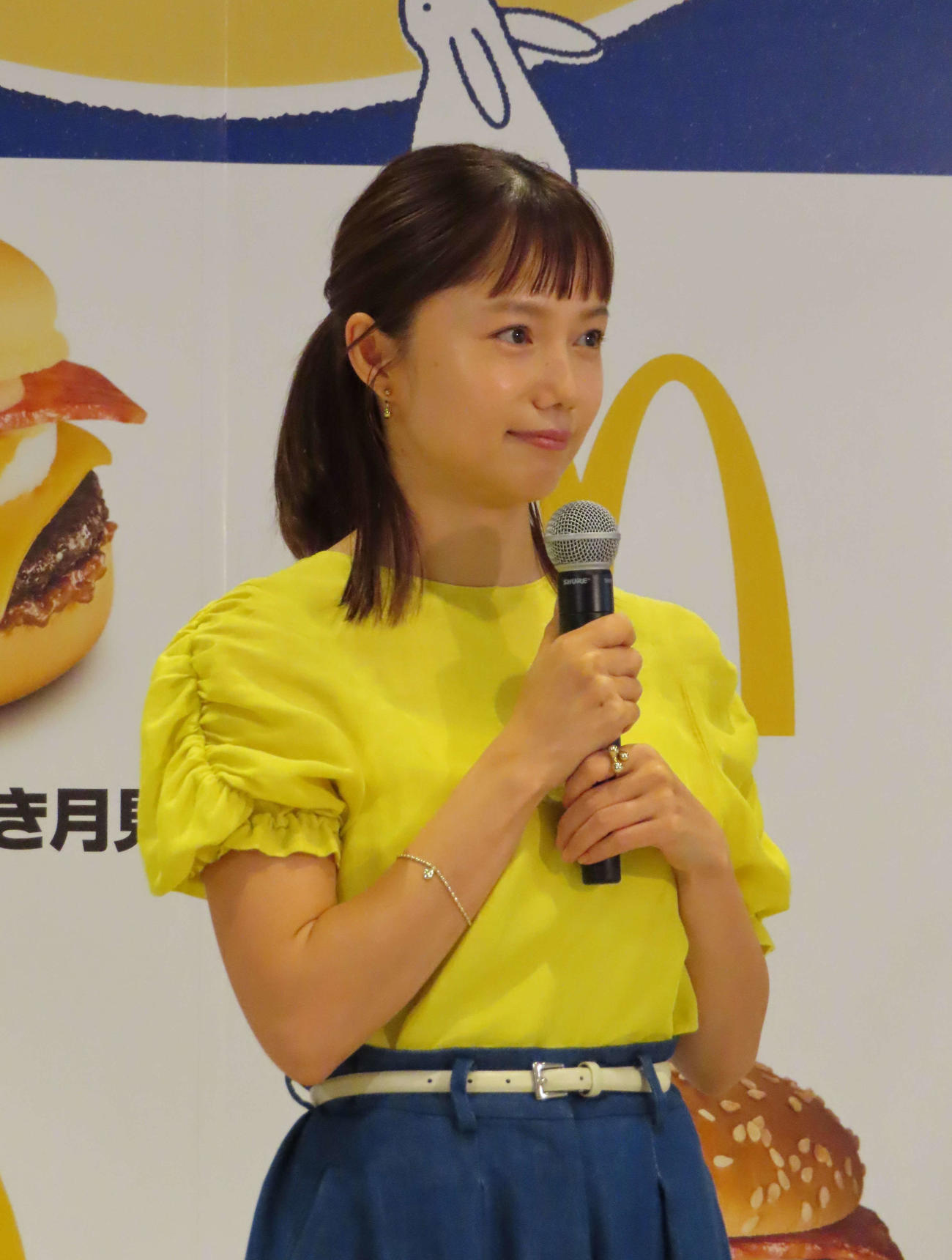 「マクドナルド2025年月見ファミリー発表イベント」に登壇した宮﨑あおい（撮影・寺本吏輝）