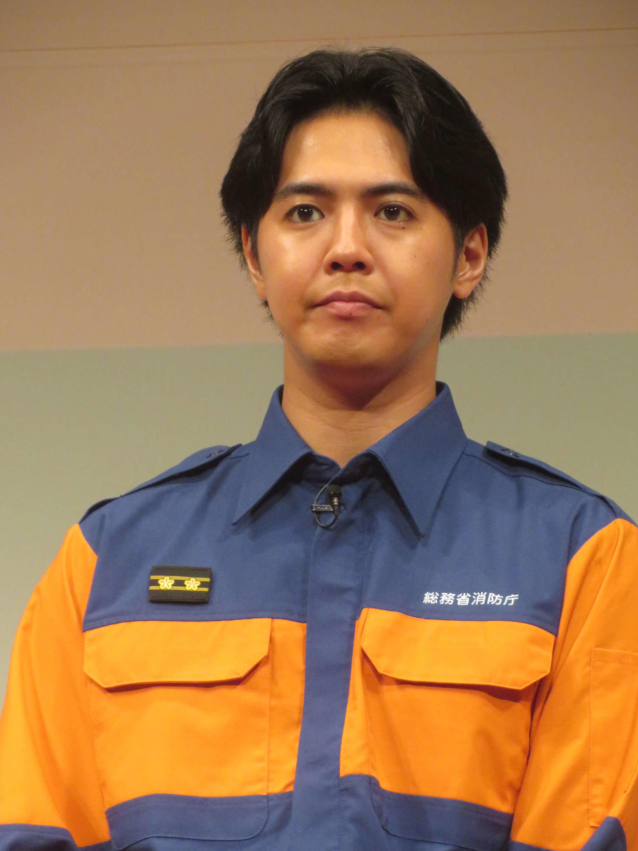 消防団入団促進広報イベントに出席した片寄涼太（撮影・川田和博）