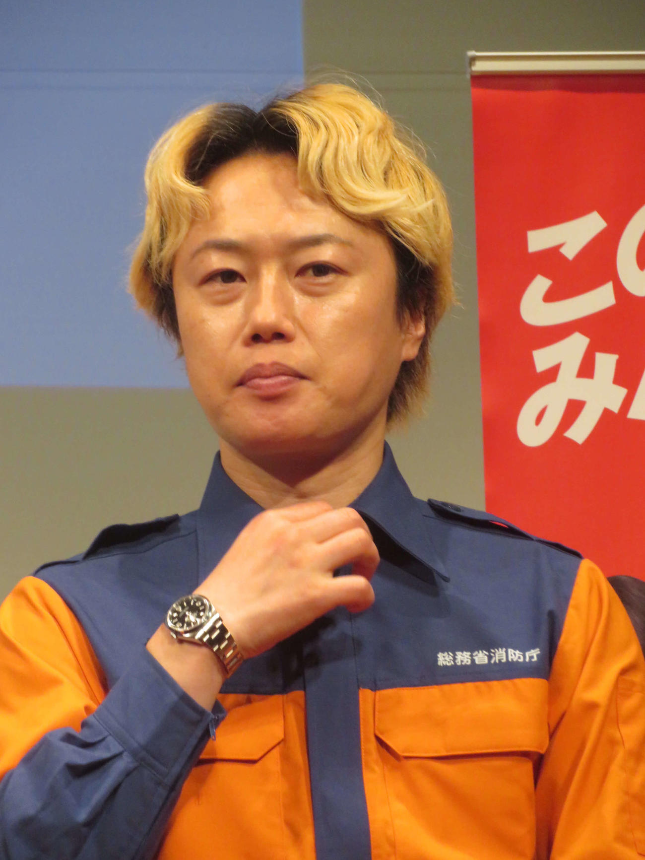 消防団入団促進広報イベントに出席したリリー（撮影・川田和博）