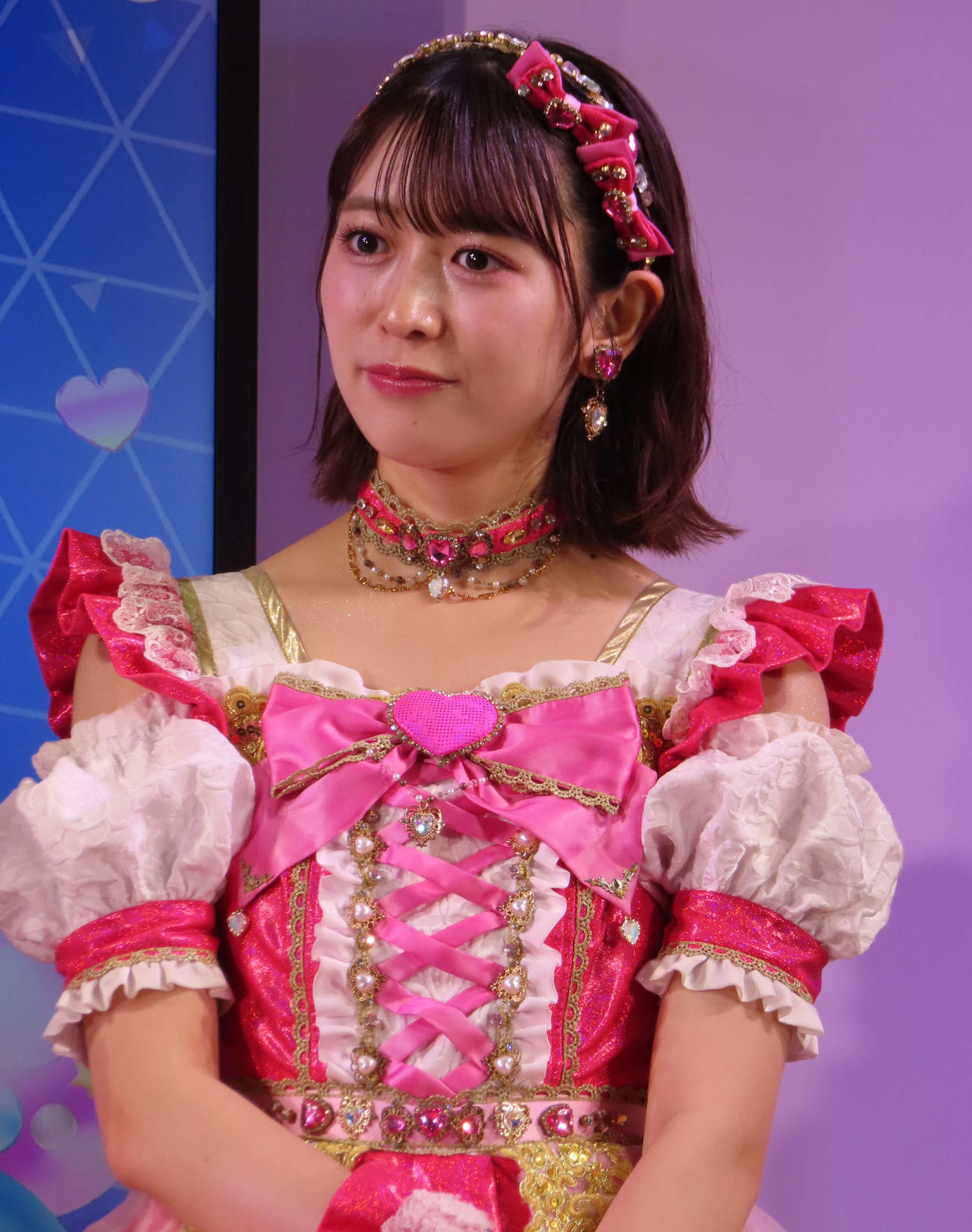 「ひみつのアイプリ」新コラボレーション発表会に出席した超ときめきハート宣伝部の小泉遥香