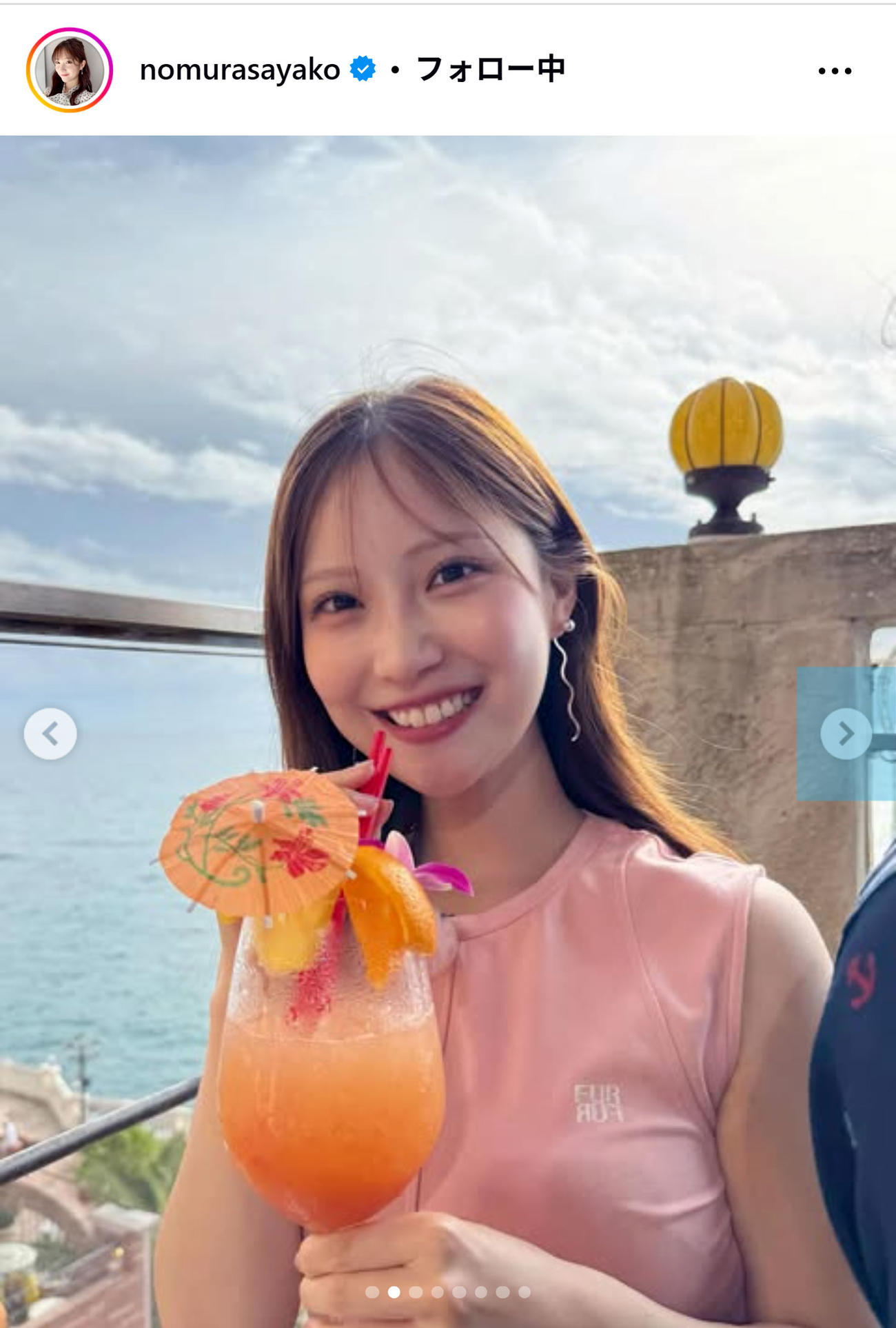 TBS野村彩也子アナのインスタグラムから