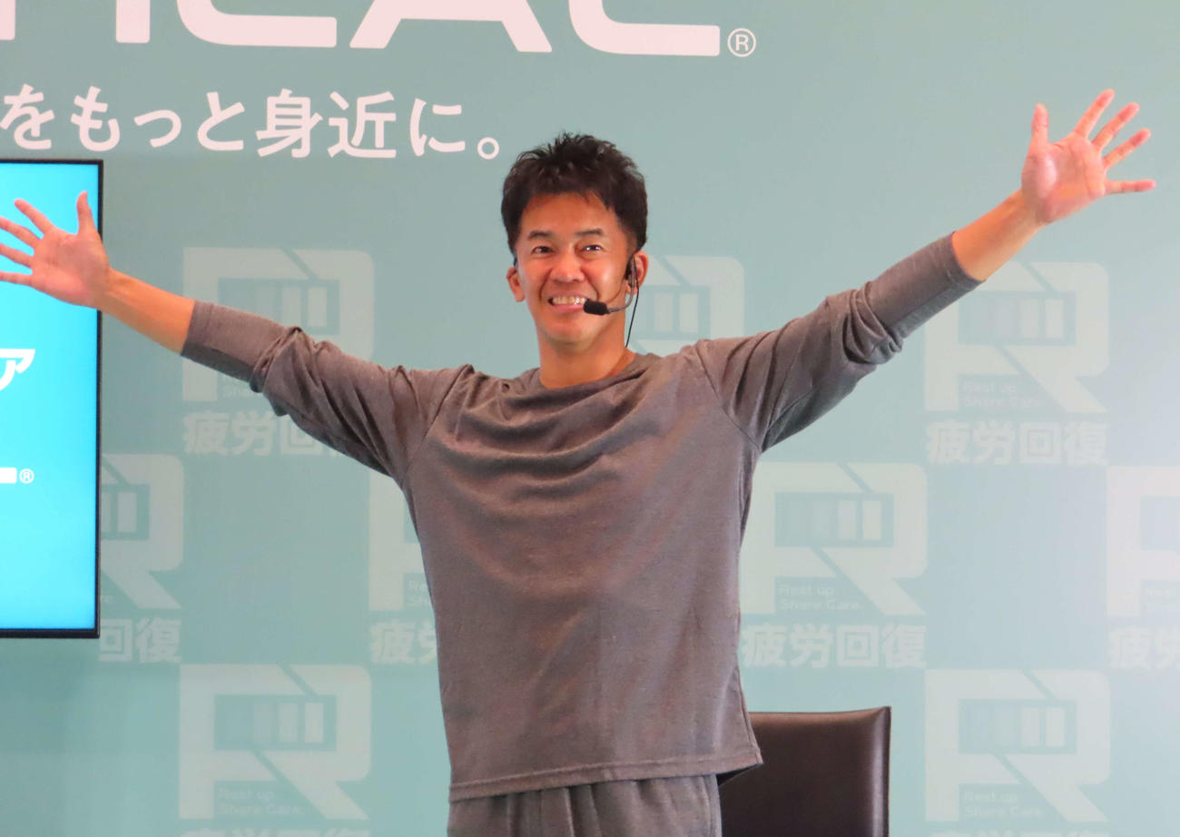 ワークマンのリカバリーウェアMEDIHEALのトークセッションに登場した武井壮（撮影・寺本吏輝）