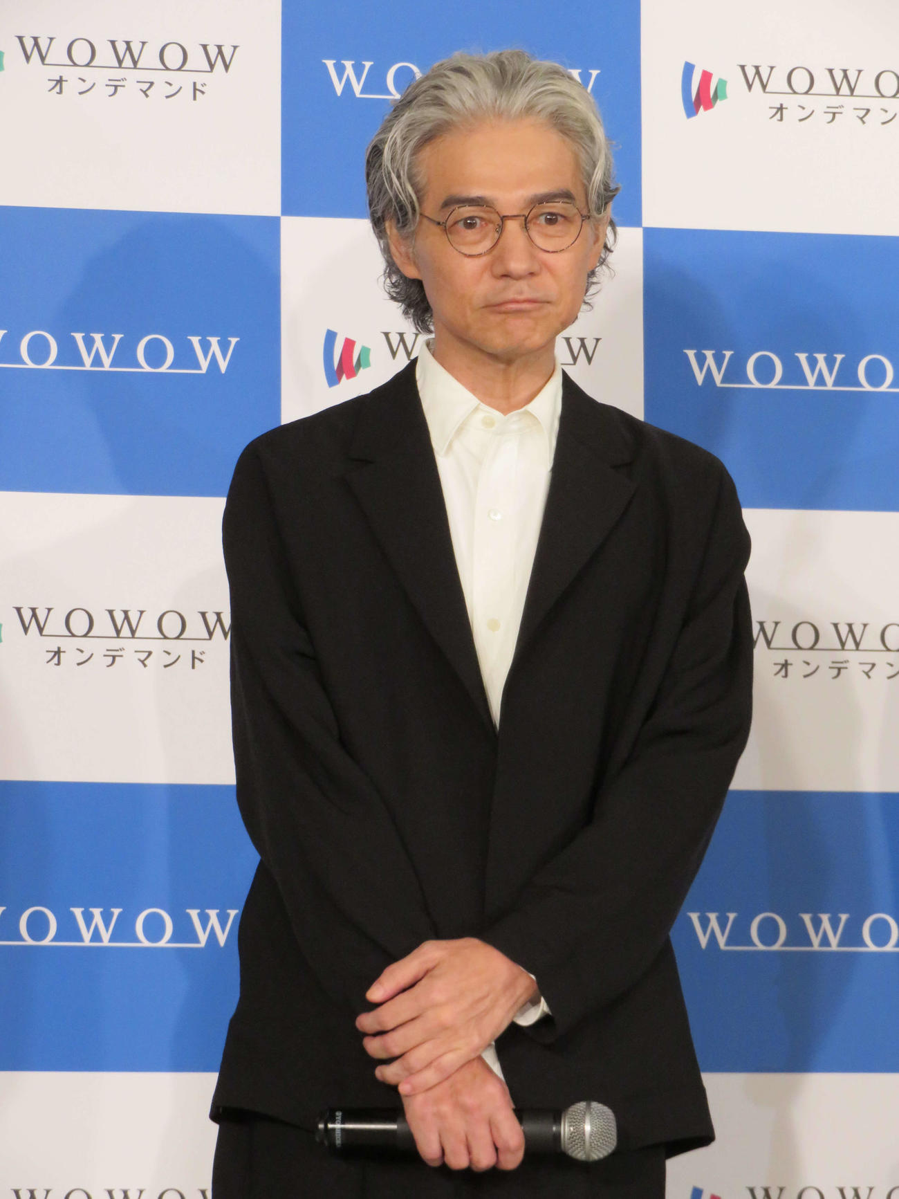 WOWOW連続ドラマW「夜の道標－ある容疑者を巡る記録－」完成報告会に出席した吉岡秀隆（撮影・村上幸将）