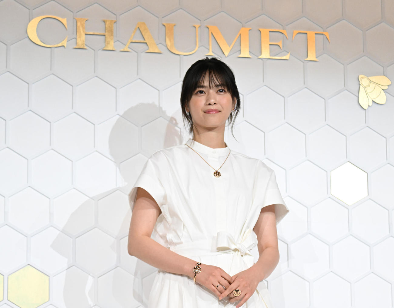 フランス館の「ショーメ、自然美への賛歌」でオープニングイベントに登壇する西野七瀬（撮影・和賀正仁）